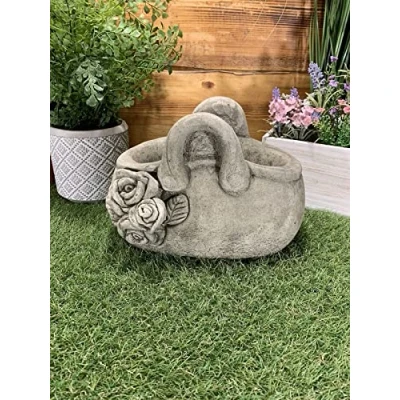 Image of STONE GARDEN FLOWER HANDBAG PLANTER PLANT POT ORNAMENT