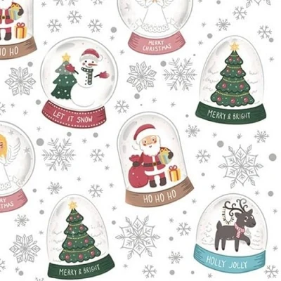 Image of 20 Napkins Christmas Snow Globes for Table Decoration Paper with Motif Also Decoupage and 33 x cm