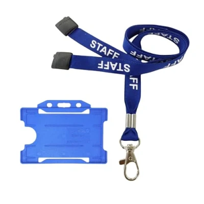 Image of Customcard ltd® 10 x Blue Staff Lanyard Metal Dog Clip with ID Card Holder