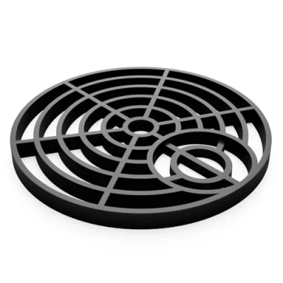 Image of QUERGO Round Drain Covers Outdoor Drainage Channel PVC Plastic Grid 150mm (6) Diameter Black Outside Cover