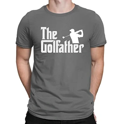 Image of Mens The Golfather Parody Golf Golfing Funny Slogan T Shirt Charcoal Grey (L)