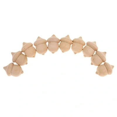 Image of P Prettyia 10 PIECES UNFINISHED WOODEN ACORNS DIY MONTESSORI TOYS CAKE TOPPER WEDDING DECORATION CENTERPIECES HOME ACCENTS