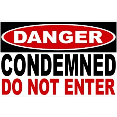 Image of Metal Tin Retro Sign Vintage Danger Condemned Do Not Enter Funny Decorations For Home Bar Pub Cafe Farm Room Poster 14x20cm