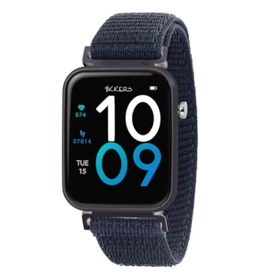 Image of Tikkers Kids Series 13 Smart Watch with Fitness Tracker, Alarm Clock, Camera, GPS Connection, Heart Rate Monitor, Step Counter, Touch Screen, Navy Riptape Strap