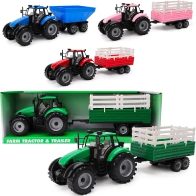 Image of Toyland® Green Farm Tractor With Trailer Boys Toys Vehicles