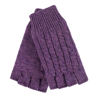 Image of HEAT HOLDERS Ladies Cable Knitted Winter Thermal Fingerless Gloves (One Size, Light Purple)
