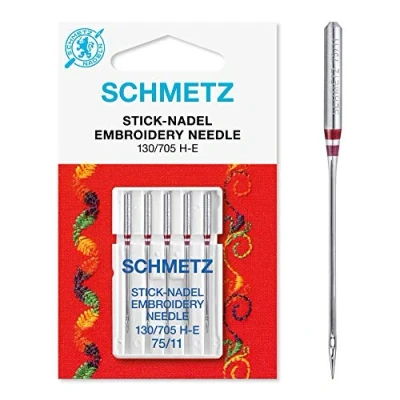 Image of Sewing Machine Needles Schmetz Embroidery, Size: 75/11, 3 Packs for The Price of 2! Includes Large Needle Threader