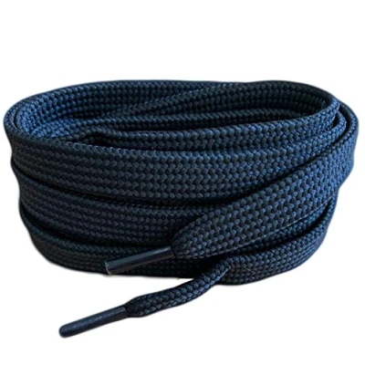 Image of Black Coloured Flat Shoe Laces For Trainers Skate Shoes, Hi Tops, Shoes Laces, Boots Shoelaces are 10mm wide (120cm)