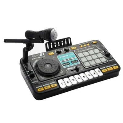 Image of Children&#039;s DJ mixer and disc player can be connected to Bluetooth microphone