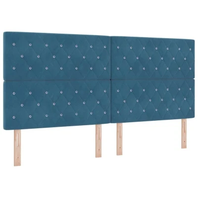 Image of vidaXL Headboard Crystal Button Tufted Dark Blue 200 cm Velvet