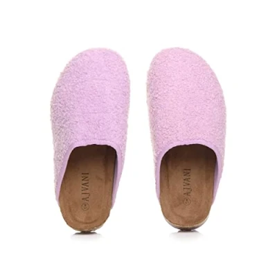 Image of AJVANI Womens Ladies Flat Comfort Footbed Slippers Grip Sole Indoor Mules Size 4 37 Lilac