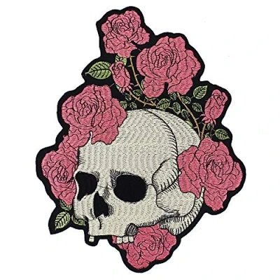 Image of Rose Skull Embroidery Patches DIY Jacket Back Badges Embellishment Appliques Clothes Stickers Iron on 1piece