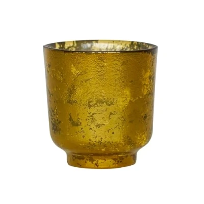 Image of Ivyline Metallic Candle Holder in Gold Modern Glass Candlestick Elegant Table Centrepiece Decoration H15 x W13.3 cm