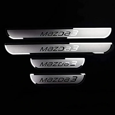 Image of Ever TA 4 pcs Car Door Sill Protector Strips for Maz da 3 2014 2015 2016 2017 2018, Stainless Steel Auto Threshold Kick Plates Pedal Body Styling Decoration Accessory, Silver