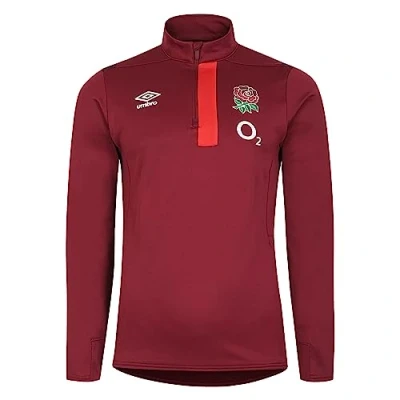 Image of Umbro Mens England Rugby Half Zip Fleece Top 2023 2024 Red/Scarlet XXL