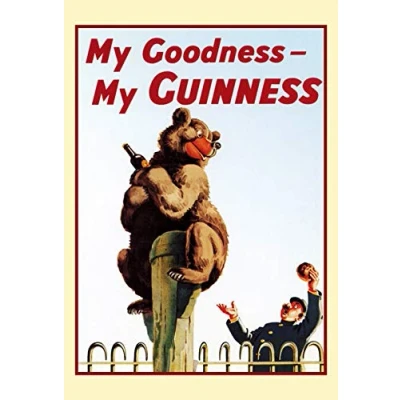 Image of TNND My Goodness Guinness Bear Art Wall Decor Metal Sign Poster 8x12 inches