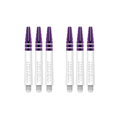 Image of RED DRAGON Peter Wright Snakebite Nitrotech Intermediate White and Purple stems 2 sets per pack (6 in total)