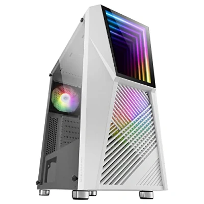 Image of MARSGAMING MC777W, Gaming PC Case, Infinity Mirror ARGB, Tempered Glass, 2x Fan Chroma White