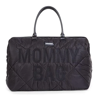 Image of CHILDHOME, Mommy Bag, Changing Maternity, Travel Large Capacity, Mat, Adjustable Shoulder Strap, Compartmentalised, Insulated Pocket, Suitcase Padded Black