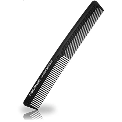 Image of Charlemagne Premium Hair Comb Shatterproof Carbon for &amp; Beard Developed by Barbers 18 cm Antistatic Mens Barber Double Sided Styling Haircomb Men and Women
