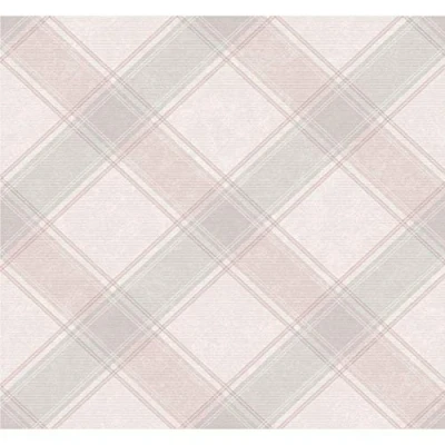 Image of Holden Aidan Check Pink &amp; Grey Tartan Country Cottage Wallpaper 90742