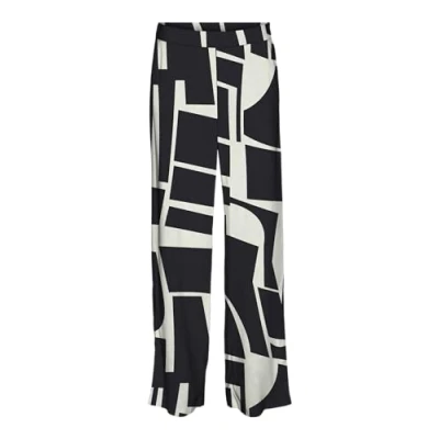 Image of VERO MODA Women&#039;s Vmeasy Joy Hw Wide Pants WVN Ga Fabric Trousers, Black, XS
