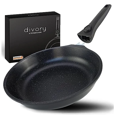 Image of DIVORY Large Frying pan 32cm I Removable Handle, Induction, Coated, Aluminium + Protector Induction