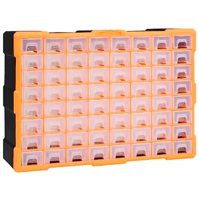Image of vidaXL Multi Drawer Organiser Impact Resistant, See through Drawers, Versatile 64 Tool Storage Unit, Solution for Hand Tools &amp; Small Parts, Suitable Wall Mounting, No Assembly...