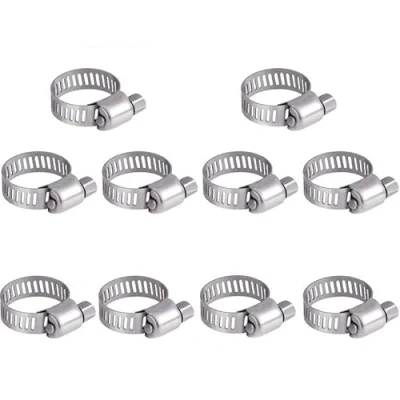Image of Taolele 10Pcs Hose Clips 13 19mm Jubilee Adjustable 304 Stainless Steel Clamps Worm Drive Pipes