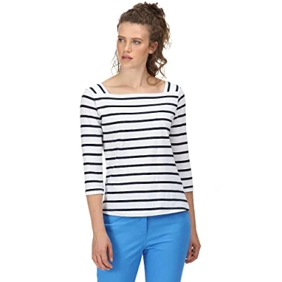 Image of Regatta Unisex Polexie T Shirt, White/Navy Stripes, 34 DE