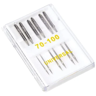Image of KORBOND 6 Piece Sewing Machine Needle Kit 3 Sizes Regular Point Storage Case Ideal for Light and Heavy Fabrics Crafting, Quilting, Dressmaking, Mending, Tailoring, Silver, Multiple