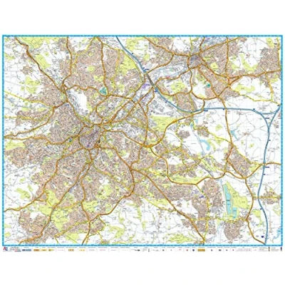 Image of A Z Sheffield Street Map 47&quot; x 36.25&quot; Paper