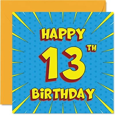 Image of Fun 13th Birthday Cards for Boys Girls Comic Book Happy Card Sister Granddaughter Grandson Son Daughter Brother Cousin Nephew Niece, 145mm x Greeting Cards,