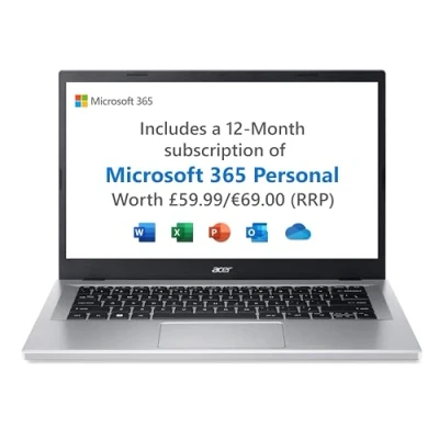 Image of Acer Aspire 3 A314 36P 14 inch Laptop Intel Core i3 N305, 4GB, 128GB SSD, Windows 11 Home, Microsoft 365 Personal, Silver (Renewed)