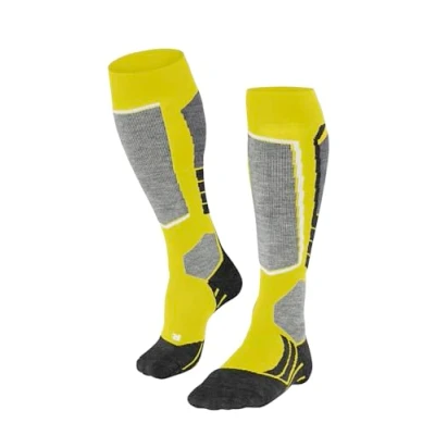 Image of FALKE Men&#039;s SK2 Intermediate M KH Wool Warm Thick 1 Pair Skiing Socks, Yellow (Limelight 1086), 11 12.5