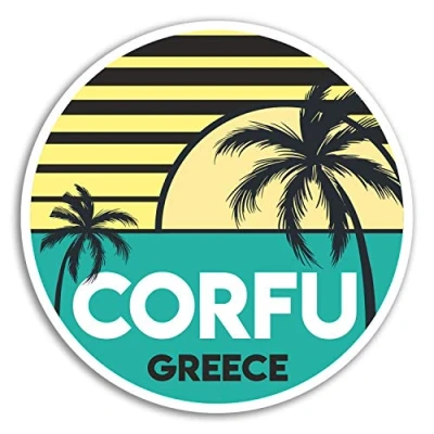 Image of 2 x 10cm Corfu Greece Vinyl Stickers Travel Sticker Laptop Luggage #18039 (10cm Wide)
