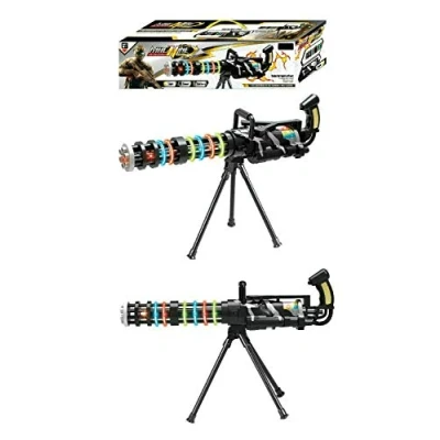 Image of Battery Operated Light &amp; Sound Effect Gatling Machine Toy Gun With Stand For Kids Age 6+