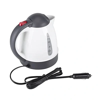 Image of TOPINCN Travel Electric Kettle, 1L Portable In Car Truck Water Heater Bottle for Hot Tea Coffee, Auto Shut Off, DC12V, 250W, White