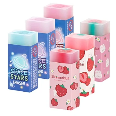 Image of Eraser Pencil Erasers Plastic Rubber Cute Fruit for School Office Drawing Artists Architects 6PCS