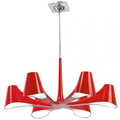 Image of Ora Telescopic Convertible To Semi Flush 6 Light E27, Gloss Red/Polished Chrome