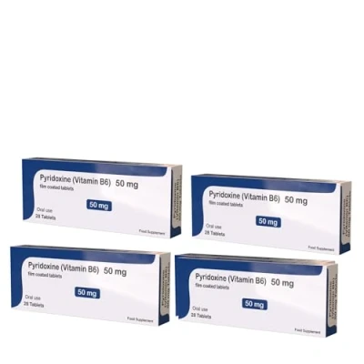 Image of 4 Packs X Vitamin B6 50mg Pyridoxine 28 Vegan Tablets Made in UK