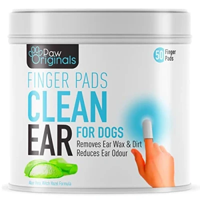Image of Dog Ear Wipes Finger Pads Stop Itching Remove Dirt, Wax &amp; Clean Dirty Ears Easily Aloe Vera Witch Hazel Infused 50 Cleaning For Easy Of Dogs UK BRAND