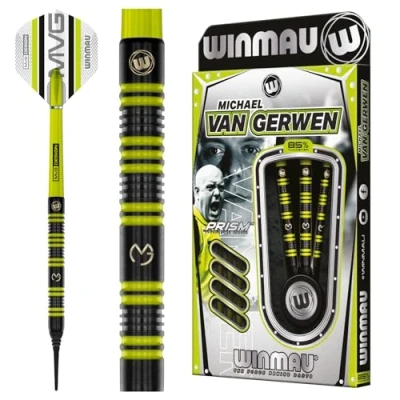 Image of WINMAU Michael van Gerwen MvG 18 Gram Barrel / 20 Full Weight 85% Professional Tungsten Darts Set with Flights and Stems (Shafts)