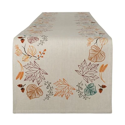 Image of DII Cotton Table Runner, Autumn Leaves, 14 x 72