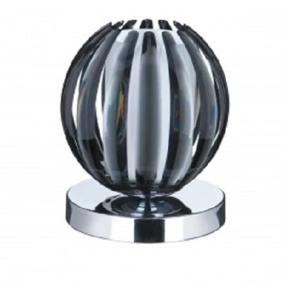 Image of Searchlight 1811SM Chrome Finish Touch Table Lamp with Smoked Acrylic Leaves and Frosted Glass Centre