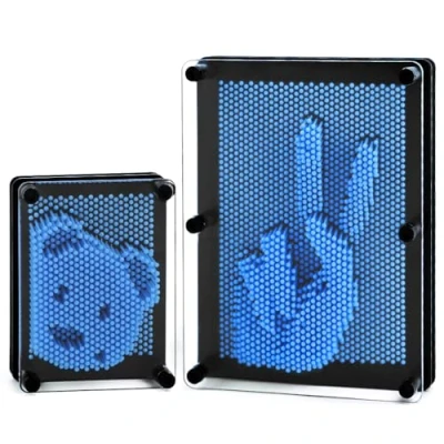 Image of Cartlant 2Pcs Pin Art Toy, 3D Board Large Size 8&quot; X 6&quot; with Small 5&quot; 3.75&quot;, Novelty Sculpture Impression Desk Toys for Kids &amp; Adults Home Office Desktop (Blue)