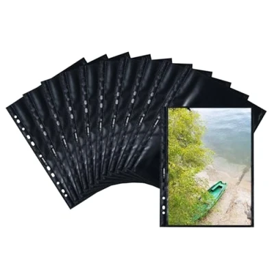 Image of HERMA Photo Pockets for Ring Binder Albums, Acid Free, 20 x 30 cm Portrait Format, Pockets, Black
