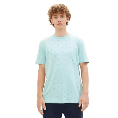 Image of TOM TAILOR Denim Men&#039;s 1040836 T Shirt, 34996 Blue Vertical D Print, S