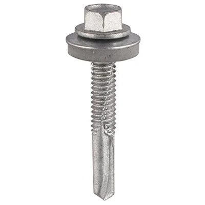 Image of TIMco H38W16BB No.5 Hex Self Drilling Screw 5.5 x 38 and M16 Washer Silver (Bag of 100)