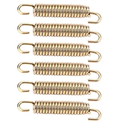 Image of Qiilu 6pcs Stainless Steel Muffler Exhaust Pipe Spring Hooks for Motorcycle Scooter ATV(Gold)